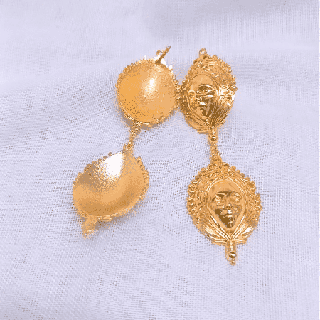 Human face earrings, Brass  22k gold plated dagle earring, Wholesale jewelry